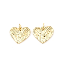 Настоящее золото 18K Латунные подвески, сердце с крыла, долговечный, без свинца и без кадмия, стойки покрытие, с целью перехода в кольце, реальный 18 k позолоченный, 13.5x15.5x1.5 мм, отверстие : 3.3 мм