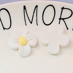 Белый Непрозрачные кабошоны из смолы, цветок, белые, 19x22 мм