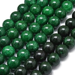 Зеленый Натуральный Malaysia нефритовые бусы пряди, окрашенная и подогревом, круглые, зелёные, 10 мм, отверстие : 1.2 мм, около 39 шт / нитка, 14.96 дюйм (38 см)