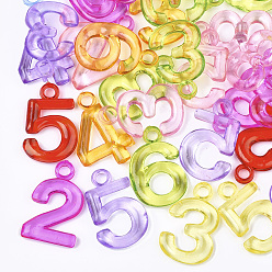 (52) Непрозрачная лаванда Прозрачные акриловые подвески, число, разноцветные, 31~32x19~21x4~5 мм, Отверстие : 3 мм , около 360 шт / 500 г