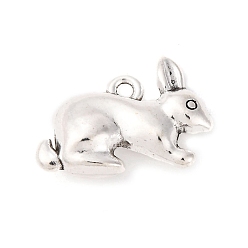 Античное Серебро Сплавочные подвески тибетского стиля, кролика прелести, античное серебро, 13.5x19x6 мм, отверстие : 1.4 мм