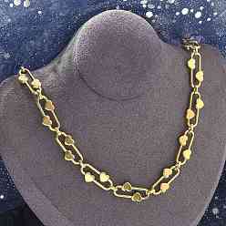 Золотой 304 Овальные сердечки из нержавеющей стали для женщин, ионное покрытие (ip), золотые, 20-3/8 дюйм (51.7 см)