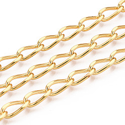 Золотой Латунь бордюр цепи, пайки, с катушкой, золотые, 11x5x2 мм, около 32.81 футов (10 м) / рулон
