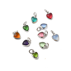 (52) Непрозрачная лаванда Кулон из циркония, сердце прелести, без кадмия и без свинца, стойки покрытие, долговечный, с целью перехода в кольце, платина, разноцветные, 9x7x3.5 мм, отверстие : 3 мм