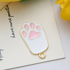 Paw Print Alloy Enamel Pendant, Golden, for Easter, Paw Print, 28x15mm