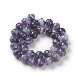 Amethyst Natürliche Chevron-Amethyst-Perlenstränge, facettiert, Runde, 10~10.5 mm, Bohrung: 1 mm, ca. 38~40 Stk. / Strang, 15.3 Zoll ~ 15.75 Zoll (39~40 cm)