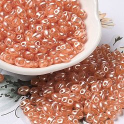 Chocolate Opaque ABS Beads, Double Hole, Oval, Chocolate, 6x4.5x3.3mm, Hole: 1.2mm, about 14516pcs/500g