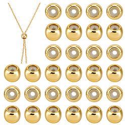 Настоящее золото 18K 60 латунные бусины шт., резина внутри, ползунки, долговечный, рондель, реальный 18 k позолоченный, 7x5 мм, отверстие : 2 мм