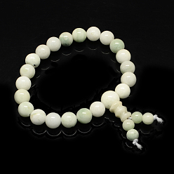 Белый Будда медитация желтый нефрит бисером стрейч браслеты, белые, 50 мм, 21 шт / прядь