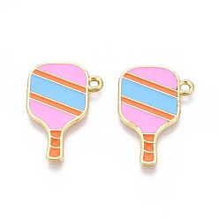 Золотой Спортивные подвески из эмалевого сплава, талисманы для пиклбола, золотые, 26x17x1 мм, отверстие : 1.6~1.8 мм