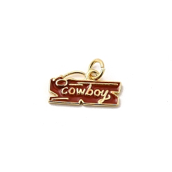 Rectangle Подвески из латуни и эмали в стиле ковбоя, долговечный, без свинца и без кадмия, с целью перехода в кольце, реальный 18 k позолоченный, стойки покрытие, прямоугольные, 8.5x16.5x1.5 мм, отверстие : 3.5 мм