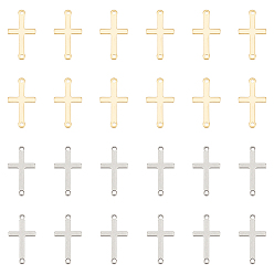 Золотой & Цвет Нержавеющей Стали 60 шт. 2 цвета религия 201 подвески из нержавеющей стали, боковые перекрестные ссылки, золотые и нержавеющая сталь цвет, 23x12.5x0.6~0.8 мм, отверстие : 1.5~1.6 мм, 30 шт / цвет