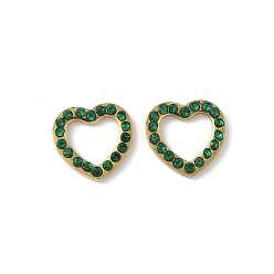 Сердце 304 кабошоны со стразами из нержавеющей стали, ионное покрытие (ip), золотые, сердце, 9x9.5x1.5 мм