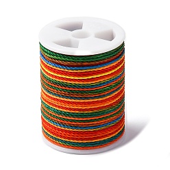 Разноцветный Сегментный окрашенный витой вощеный полиэфирный шнур, круглые, красочный, 1 мм, около 12.03 ярдов (11 м) / рулон
