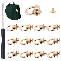 Золотой 12шт. сплавные застежки для подвески, заклепки кольцевые ввинчивающиеся, с 1 отверткой из железа и пластика, чехол для телефона своими руками, кожаное ремесло, сумочка, аксессуары для кошельков, золотые, застежка: 1.9x1.5x0.9 см, Внутренний диаметр: 0.9x0.95 cm