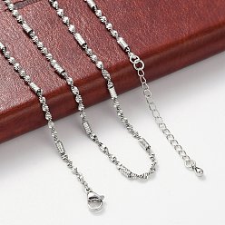 Платина Латунные цепочки сингапур ожерелья для женщин, 304 из нержавеющей стали застежкой омар, стойки покрытие, без свинца и без кадмия, долговечный, платина, 18.19 длина дюйма (46.2 см) + удлинитель 50~60 мм