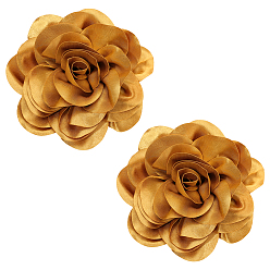 Темно-Золотистый Броши-цветы из полиэстера, с булавками для одежды, темные золотарник, 175x40 мм