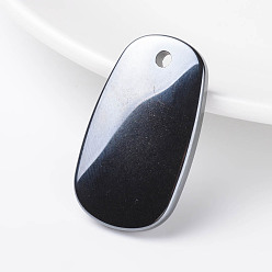 Non-magnetic Hematite Non-Magnetic Synthetic Hematite Pendants, Oval, 39x22x6mm, Hole: 3mm