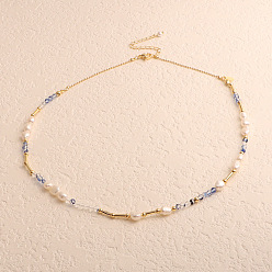 Кремово-белый Натуральные пресноводные жемчужные самородки и стеклянные бусины для женщин, золотые, кремово-белые, 15.75 дюйм (40 см)