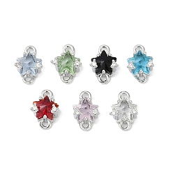 Платина Латунь стекло кулоны, звезды прелести, с латунной фурнитурой , платина, 9.5x6x5.5 мм, отверстие : 0.9~1.2 мм