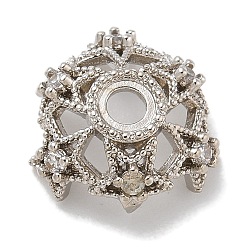 Платина Стойка металлизированная звезда латунная микропаве прозрачные кубические циркониевые бусины колпачки, долговечный, без свинца и без кадмия, платина, 12.5x5 мм, отверстие : 2.5 мм