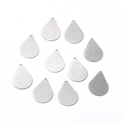 Нержавеющая Сталь Цвет Устойчивые к потускнению 304 подвески из нержавеющей стали, двухсторонний подъемный стол, пустая бирка с матовой отделкой, слеза, цвет нержавеющей стали, 31x22x1 мм, отверстие : 1.6 мм