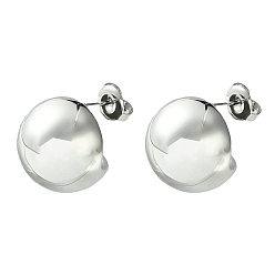 Нержавеющая Сталь Цвет Не тускнеют 304 круглые серьги-гвоздики из нержавеющей стали, серьги-кольца, цвет нержавеющей стали, 15.5x16 мм