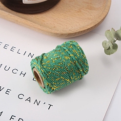 Зеленый Двухцветные хлопковые золотистые металлические нити, макраме шнур, декоративные нитки, для поделок ремесел, упаковка подарков и изготовление ювелирных изделий, зелёные, 5 мм, около 21.87 ярдов (20 м) / рулон