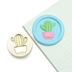 Кактус Круглые латунные головки штампа, золотые, кактус, 25 мм