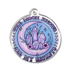 Луна Акриловые подвески с принтом на хэллоуин, луна, 40x36x2 мм, отверстие : 2 мм