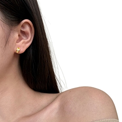 Матовый Золотой Цвет 925 Серьги-гвоздики из стерлингового серебра с микропаве и прозрачным фианитом, овальные, матовый золотой цвет, 9.5x5 мм