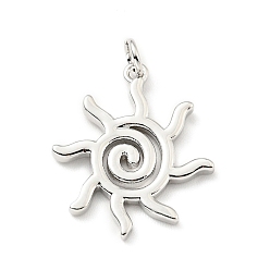 Платина Латунные подвески, с целью перехода в кольце, без кадмия и без свинца, солнце, платина, 21.5x18.5x1.5 мм