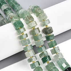 Клубничный Кварц Натуральный зеленый клубника кварц бисер нити, с бисером, восьмиугольная цилиндра, 9.5~10.5x3~7.5 мм, отверстие : 1 мм, около 51~54 шт / нитка, 14.96~15.55'' (38~39.5 см), бисер: 3x1.5~2 мм, отверстие : 0.6 мм