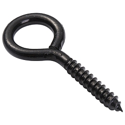 Black Iron Screw Eye Pin Peg Bails, For Half Drilled Beads, Black, 35.22mm