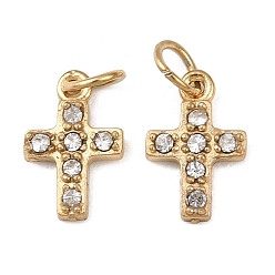 Настоящее золото 18K 304 подвески из нержавеющей стали, крест прелести, со стразами, ионное покрытие (ip), с целью перехода в кольце, реальный 18 k позолоченный, 8.5x5.5x1.5 мм
