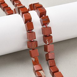 Красный Камень Натуральные красные яшмы бусы пряди, кубические, с бисером, 8~8.5x8~8.5x8~8.5 мм, отверстие : 1.2 мм, около 38~39 шт / нитка, 14.96'' (38 см) ~ 15.35'' (39 см)
