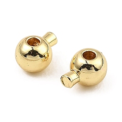 Real 14K Gold Plated Brass Crimp Beads, Long-Lasting Plated, Round, Real 14K Gold Plated, 5x3.5x3.5mm, Hole: 0.9mm