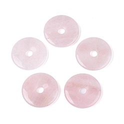 Розовый Кварц Естественно розового кварца большие кулоны, подвески в виде пончиков/пи-дисков, 49~50.5x6.5~8 мм, отверстие : 9~11 мм