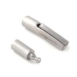 Нержавеющая Сталь Цвет Матовая колонна, устойчивая к потускнению 304 застежки-байонет из нержавеющей стали для ожерелий, цвет нержавеющей стали, 25~25.5x4.5~5x4 мм, отверстие : 1.8~2 мм