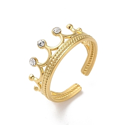 Настоящее золото 18K 304 манжеты из нержавеющей стали со стразами, корона, реальный 18 k позолоченный, регулируемый