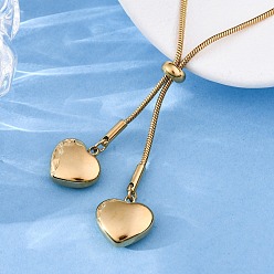 Настоящее золото 18K 304 ожерелья-лариаты из нержавеющей стали с круглыми цепочками-змейками и сердцем, ионное покрытие (ip), реальный 18 k позолоченный, 35.04 дюйм (89 см)