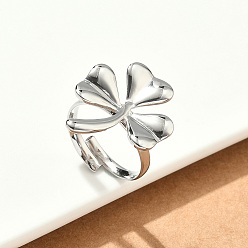 Нержавеющая Сталь Цвет 304 палец кольца из нержавеющей стали, клевер амулеты, цвет нержавеющей стали, 23x19.5 мм, 17 мм