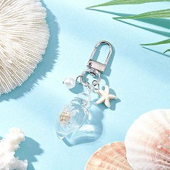 Морская Ракушка Светящиеся в темноте акриловые украшения в виде раковин, с поворотными застежками из сплава и синтетической бирюзовой морской звездой, цвет морской раковины, 73 мм