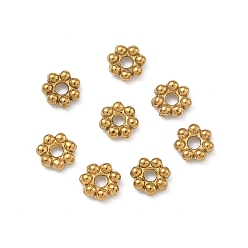 Настоящее золото 18K 304 из нержавеющей стали бусы, цветок, ионное покрытие (ip), долговечный, стойки покрытие, реальный 18 k позолоченный, 5x1.5 мм, отверстие : 1.5 мм