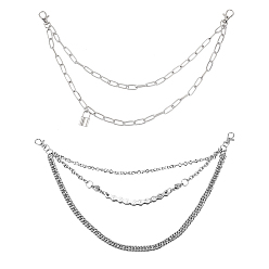 Platinum Alloy Chains Belt, with Iron Swivel Clasps, Garment Accessories, Platinum, 46.6cm/47.2cm, 2pcs/box