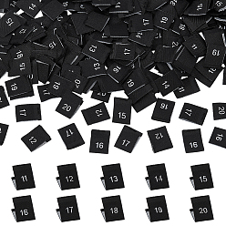 Черный 400шт. 10 варианты полиэстеровых этикеток с размерами для одежды, прямоугольные, чёрные, 18x12.5x0.6 мм, 40 шт / стиль