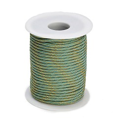 Türkis Verdrillte Polyesterschnur, mit Metallfaden, Runde, Türkis, 3 mm