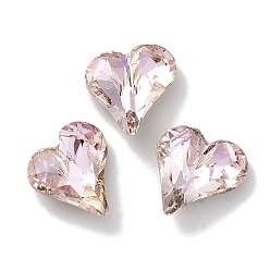 Светло-Персиковый Стеклянные стразы кабошоны, точка назад и задняя пластина, граненые, сердце, светлый персик, 9x8x3.5 мм