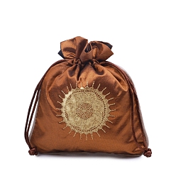 Сиена Прямоугольные парчовые сумки в китайском стиле на шнурке, мешочки из органзы, подарочная упаковка для ювелирных изделий, сумка, цвет охры, 15x13 см