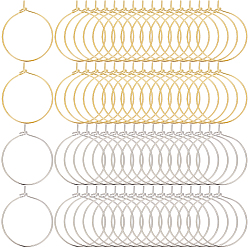 Платиновый & Золотой 200 шт 2 цвета латунные кольца-шармы для бокалов вина, Обручальные серьги, без никеля , платиной и золотом, 25x0.8 мм, 20 датчик, 100 шт / цвет